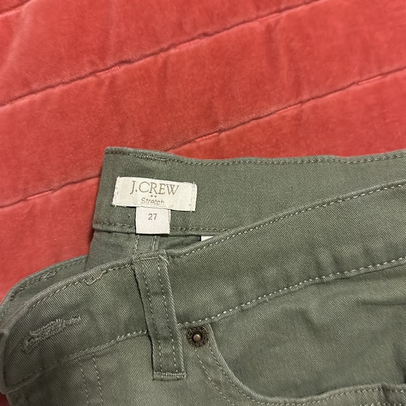 J.Crew Toothpick olive Ankle Cropped Stretch Slim Jeans Pants Size 27 - Picture 5 of 5